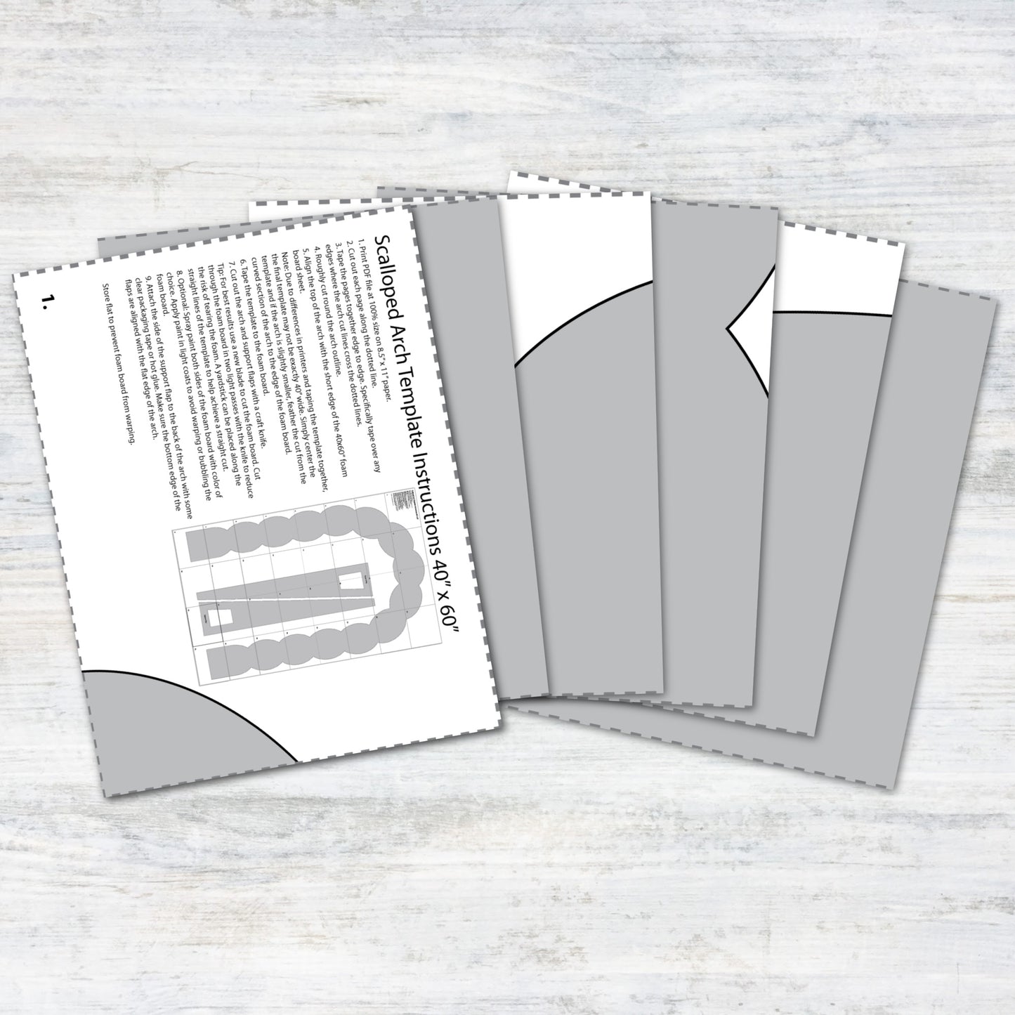 40x60" Scalloped Arch Backdrop Template and Tutorial | Digital Template