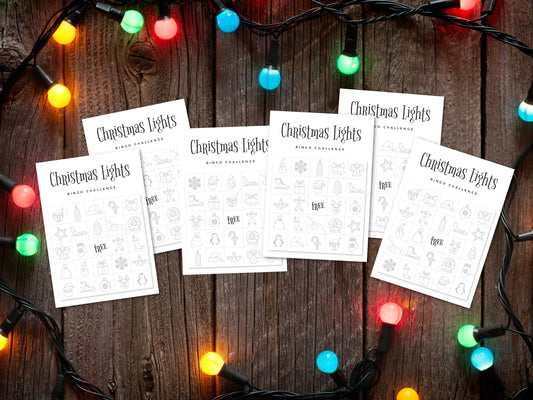 Christmas Light Bingo Printable PDFs | 6 Different 5x7" Score Cards | Digital Download