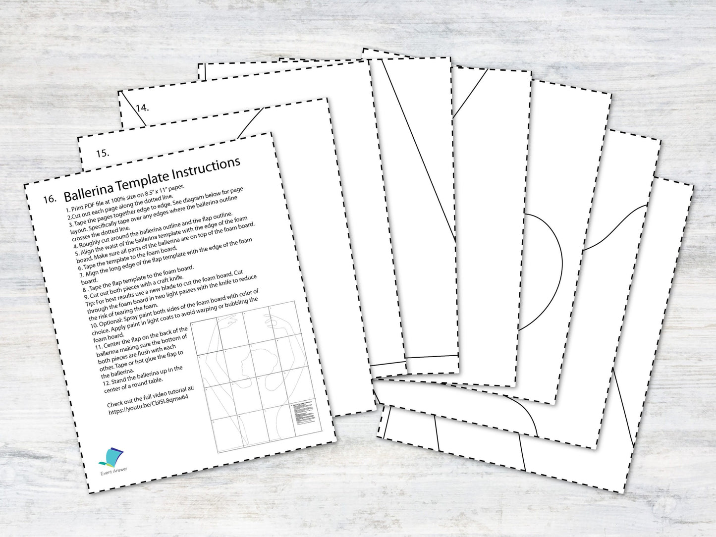 Ballerina Party Table Centerpiece Template & Instructions | Digital Template