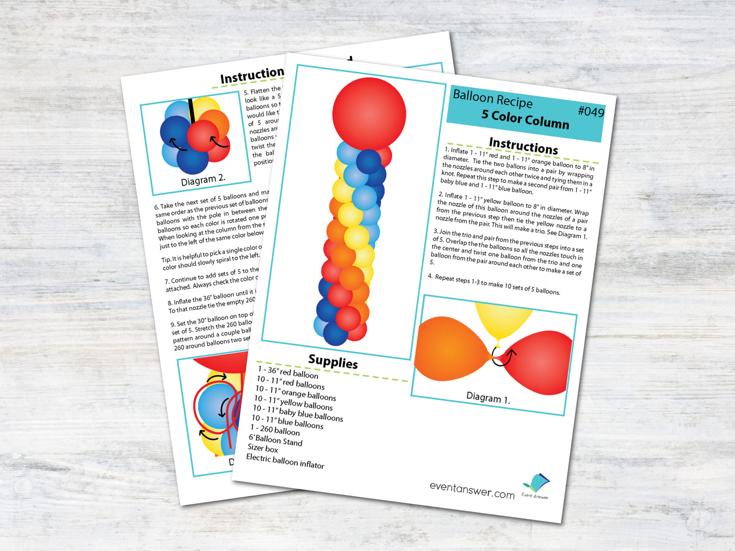 5 Color Balloon Column Tutorial and Plans | Digital Balloon Recipe